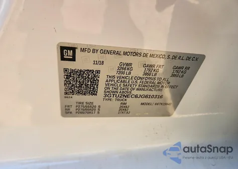 2018 GMC Sierra K1500 Slt из США, поврежденный, VIN 3GTU2NEC6JG610316